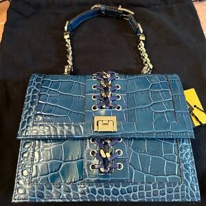 NWT Vintage Versace Embossed Croc Top Handle Bag
